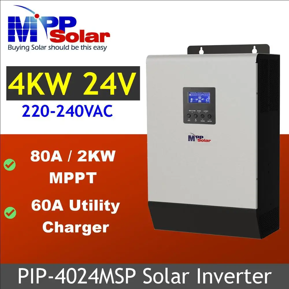 
4000w 24v 230vac Solar inverter built in 80A mppt solar charger + 60a battery charger parallel able mppt solar inverter 