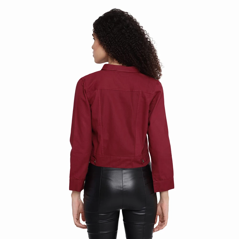 Pakistan made Denim Jackets Red Color Jeans Jackets For Winter Wear Denims Jackets For Adults For Girls
