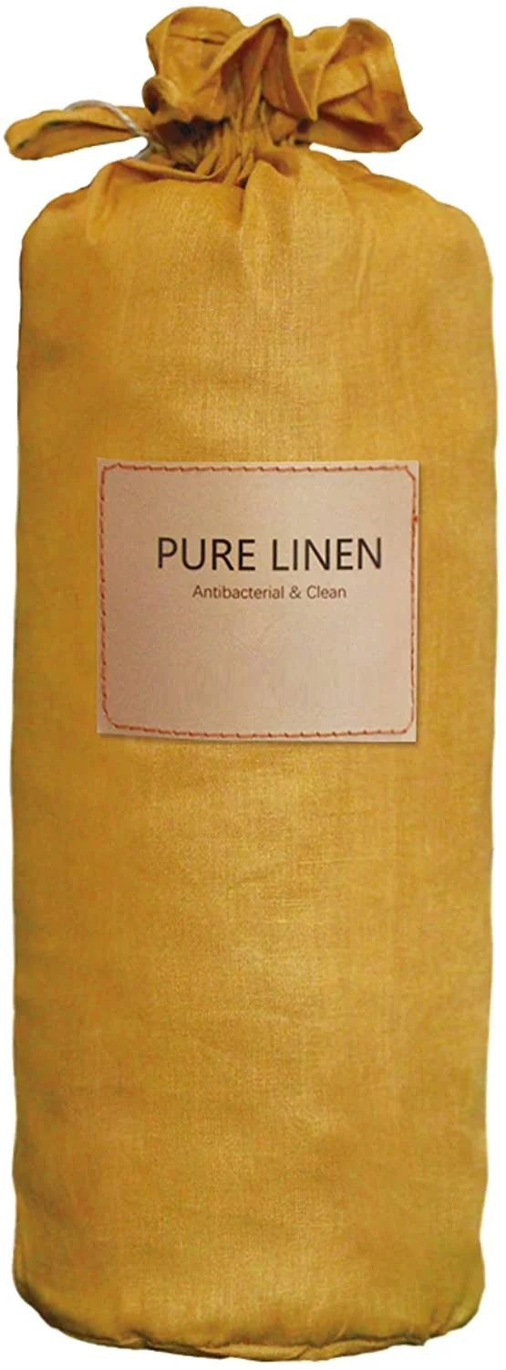 luxurious 100% French flax linen enzyme washed bed sheet set linen duvet cover set fitted sheet pillowcase