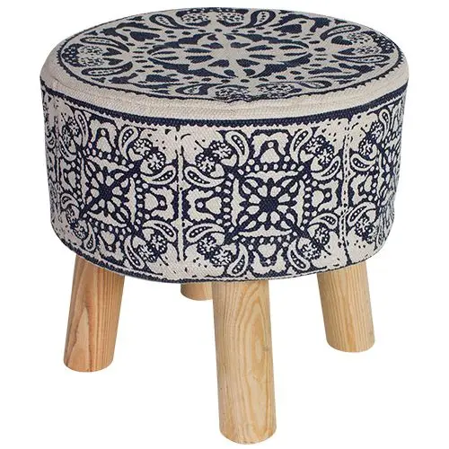 Denim new style Pouf cover Stool Hand Knitted Ottoman Footrest with Wooden Legs for Living Room From Top Listed Exporter