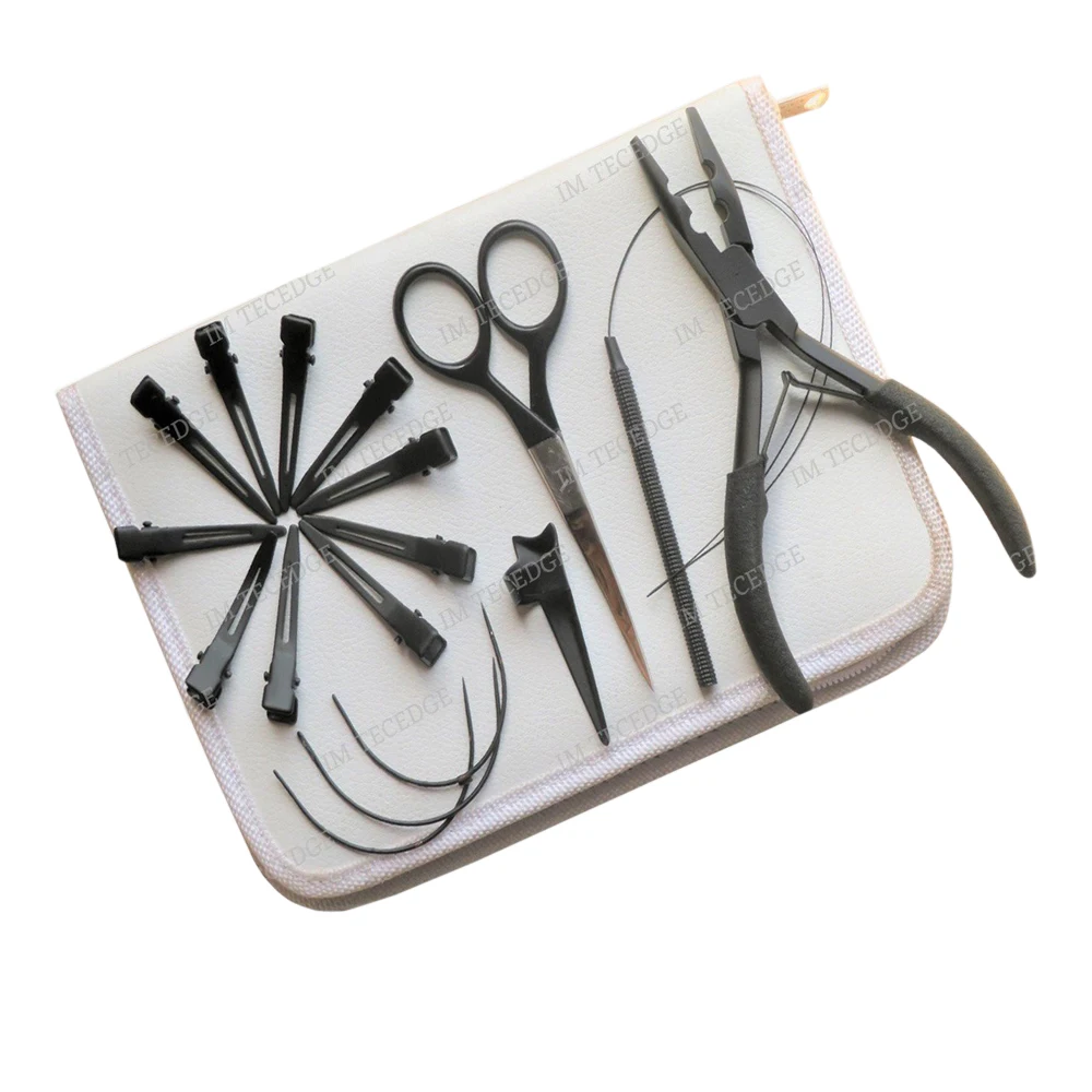 Salon HAIR EXTENSIONS TOOL KIT stainless PLIERS OEM wig bead slinks extensions tools kit