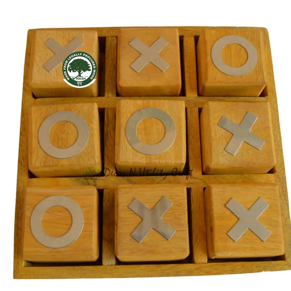Wooden Tic Tac Toe Game Rustic Noughts and Crosses Tabletop Board Game Perfect for Weddings Parties Birthdays and Family Fun