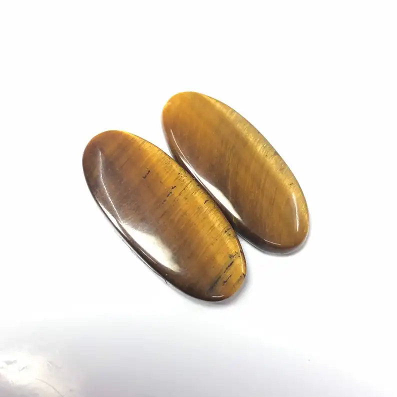 Hot Selling Affordable Price Unique 100% Natural Tiger Eye Smooth Oval Flatback Cabochons For Jewelry Making By Indian Supplier