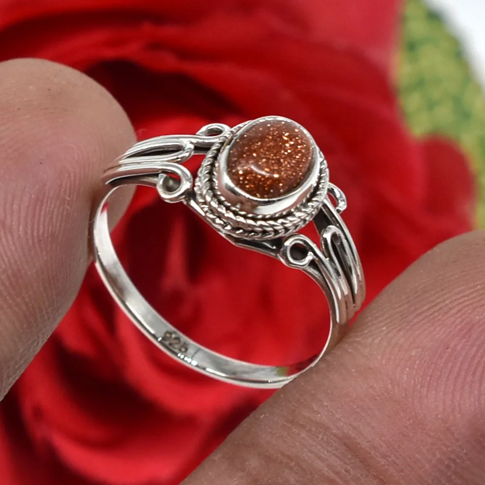 
stunning natural orange sunstone loose gemstone solid 925 sterling silver women party wear jewelry ring 