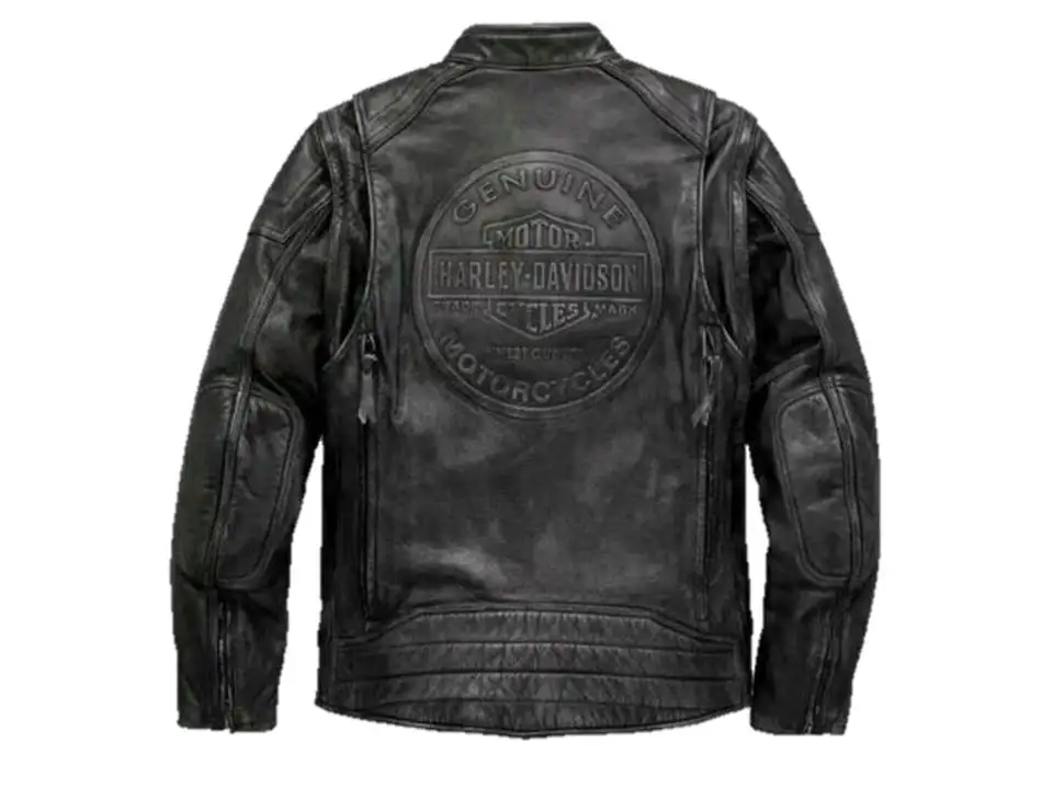  Mens Harley Davidson Dauntless Convertible 2 in 1 Biker Real Leather Jacket/