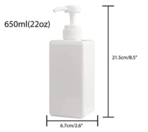 8oz 10oz 16oz 22oz Empty Plastic Square Pump Bottles Refillable Square Plastic Pump Container Bottles for Liquid