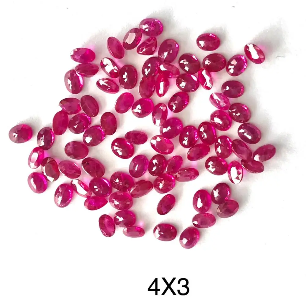 4*3 4x3mm Natural Red Pink Ruby Stone Faceted Oval Cut Gemstone 4*3mm Precious for Jewelry Making Necklace Ring Earring Pendant
