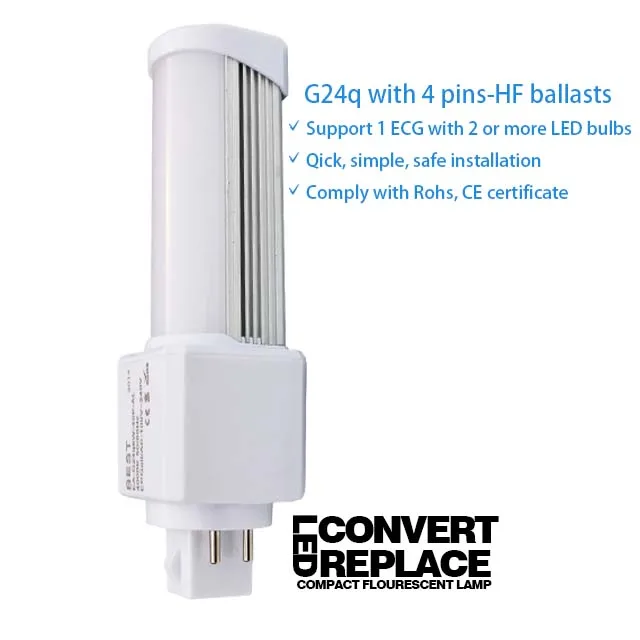 
LED G24q GX24q lamp base Electronic ballast / ECG compatible plc pl light bulb 270 degree directly replace 10W 