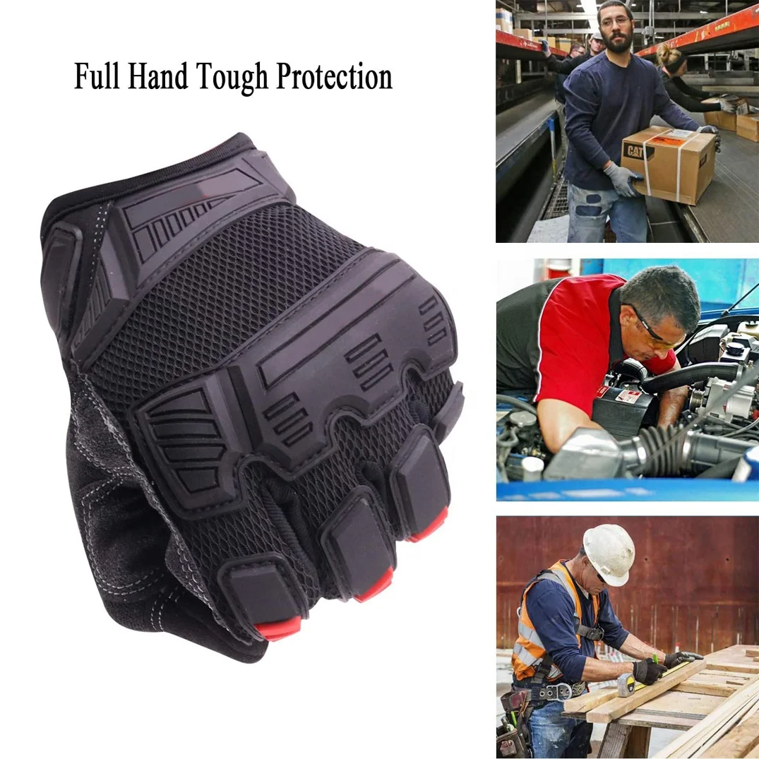High Quality Goatskin Leather Impact Work Gloves Oil and Gas Safety Gloves Cut Grip Heavy Duty Mechanics Glove Protection