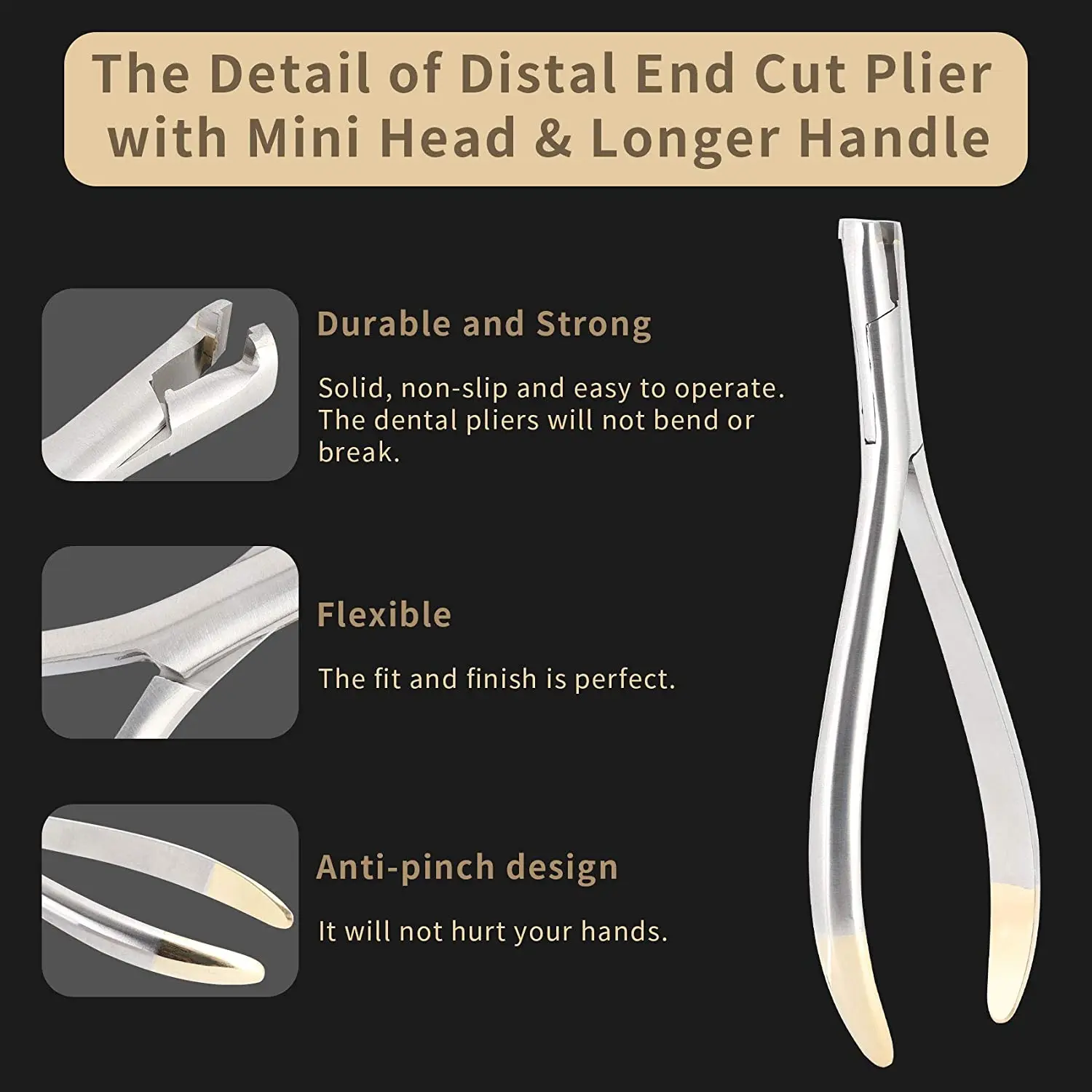 dental distal end cut plier with mini head & longer handle, hold & cut hard and soft wire orthodontic cutter dental surgical ins