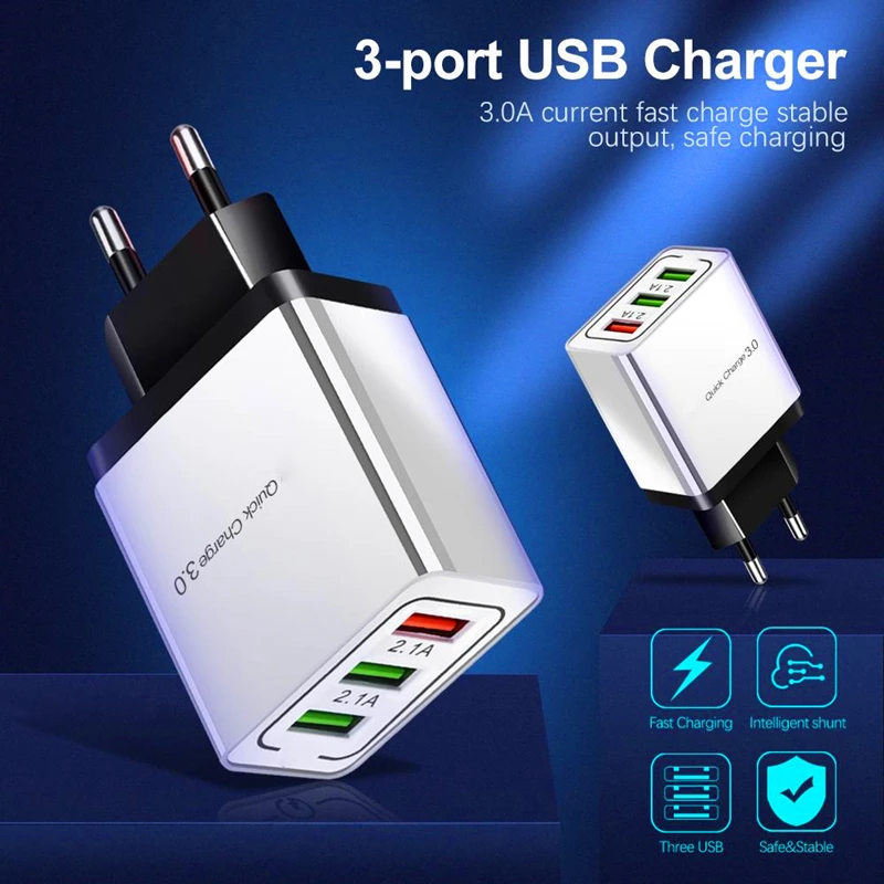Горячая Распродажа 2019 зарядное устройство USB быстрая зарядка 3 0 быстрое QC3.0 настенный USB-адаптер для внешнего аккумулятора портативный мобильный