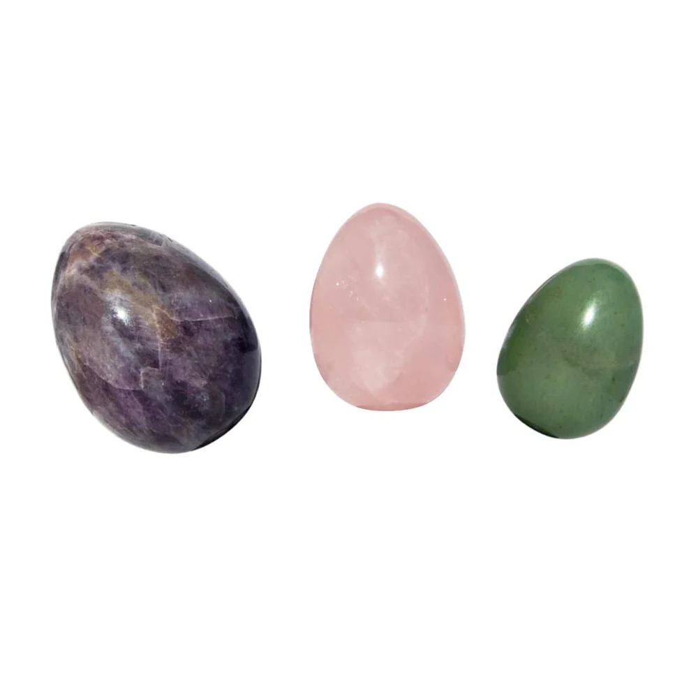 Healing Yoni Egg Set Undrilled and Polished Includes Black Obsidian Rose Quartz Jade-Semi-Precious Stone Crafts for Love
