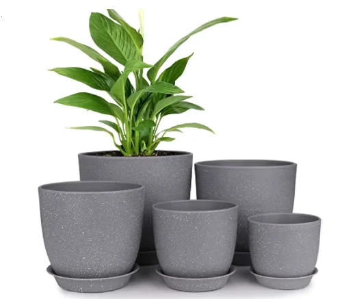 Custom Sizes And Logo Plastic Plant Pot With Drainage Hole Tray Decorative Planters For Flowers Succulents Cactus Plants