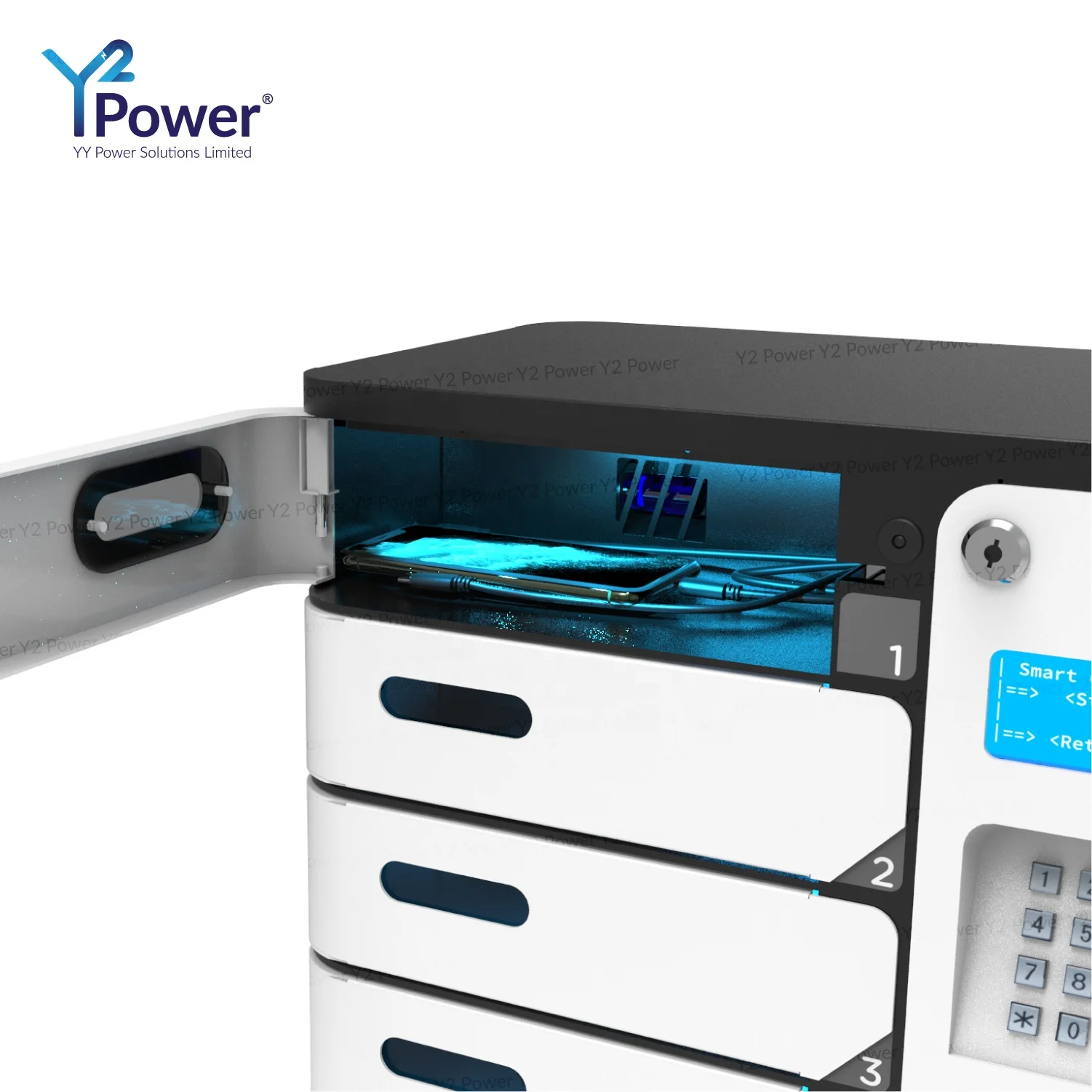 Y2 Power UVC Charging Locker with centralized locking system for smart phone PL-UV08-Y2 Tablets charging cabinet power station