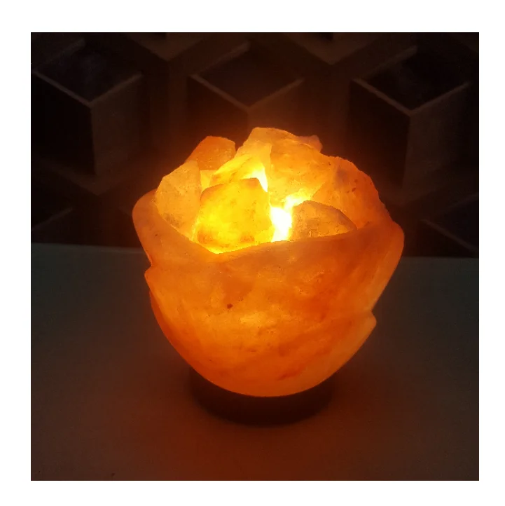 Himalayan Natural Pink Egg Flower Shape Rock Salt Lamp from the foot hills of Himalayan Mountain Range in Pakistan