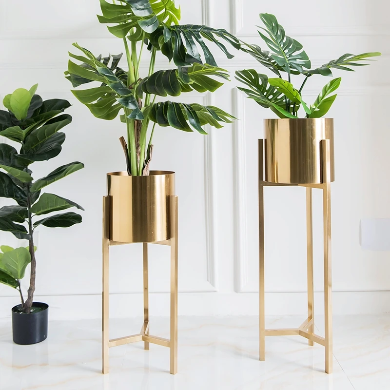 Mid-Century Metal Electroplate Golden Modern Display Indoor and Outdoor Flower Plant Stand Flower Pots Planter Stand
