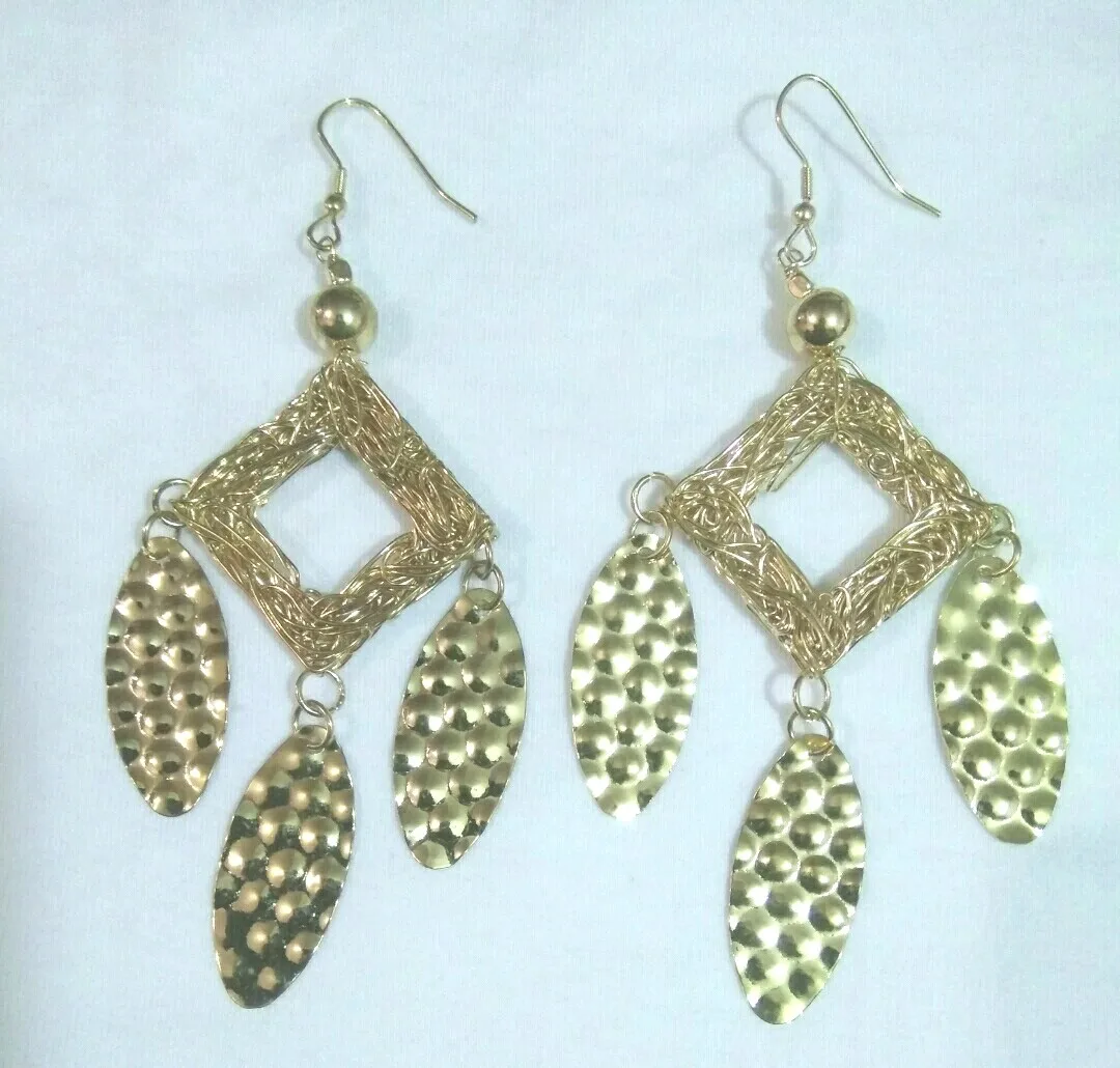 Raw brass fringe earrings metal tassel earrings solid brass gold fringe tassel statement earrings