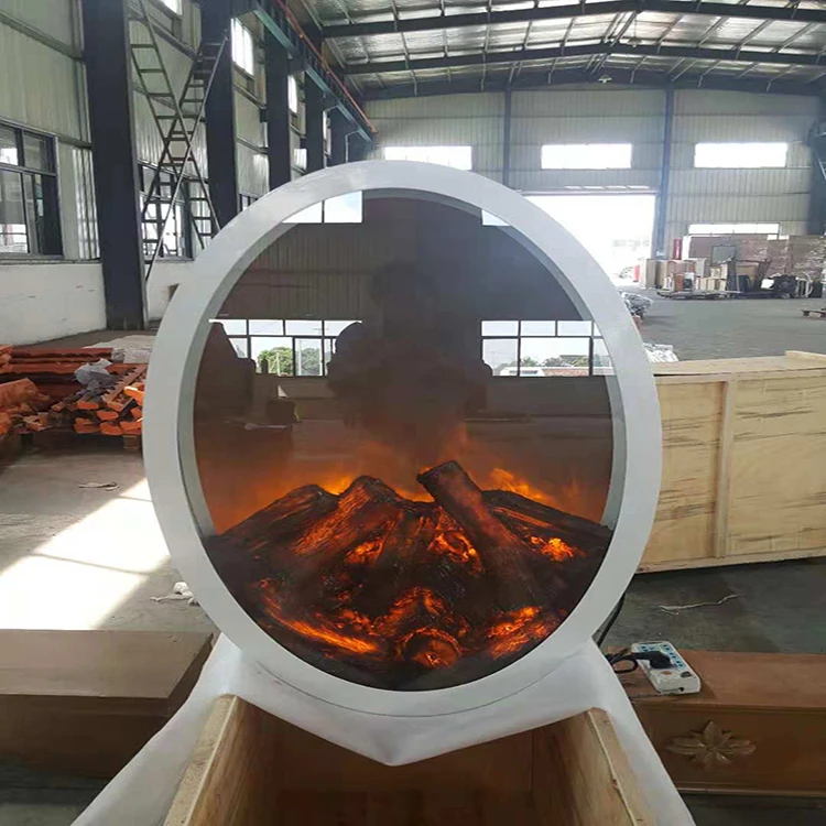 China supplier 650*200*650mm round shape mirror led light wall mounted electric fireplace
