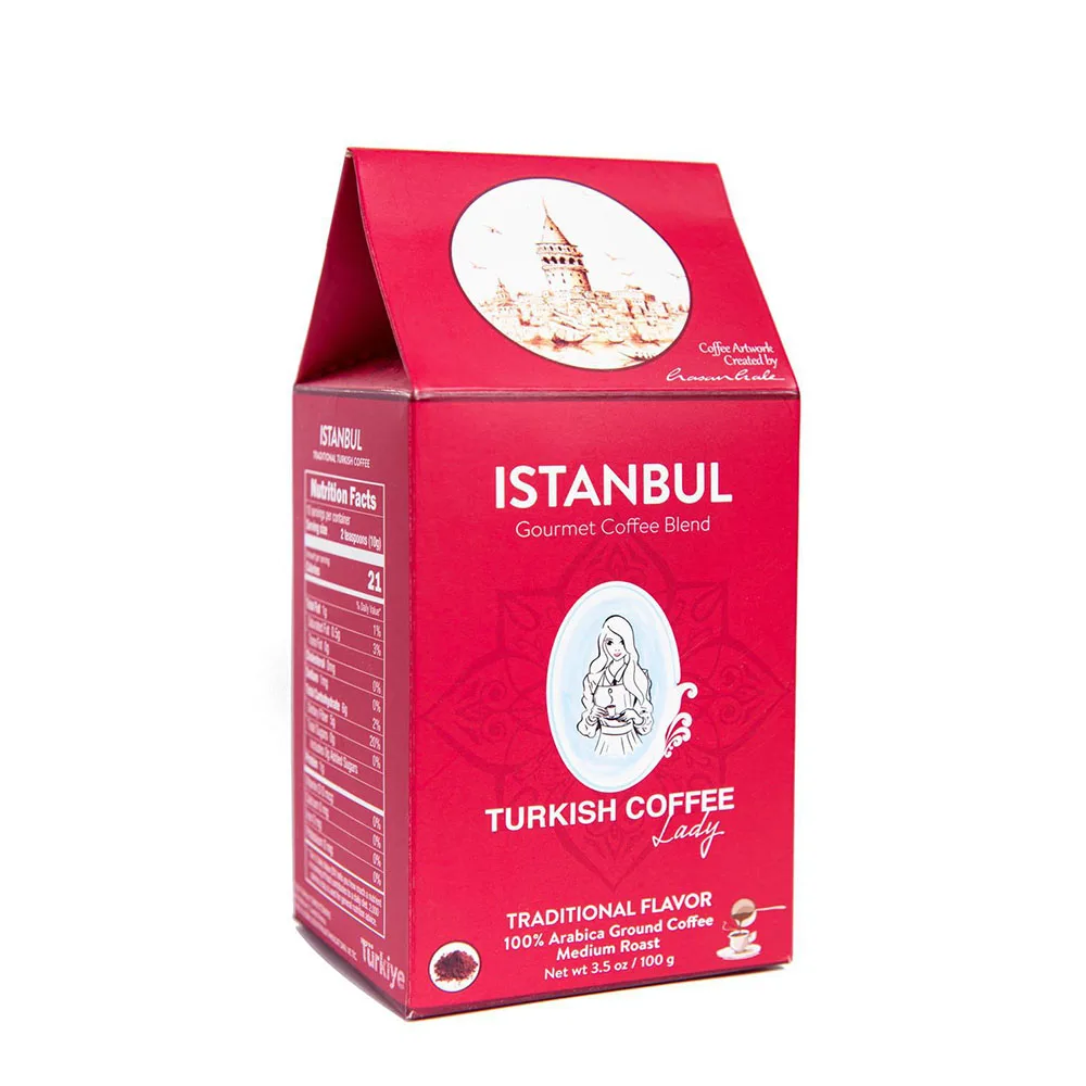 Turkish Coffee Lady Istanbul Gourmet Coffee Blend 100g Arabica 1 % Brix MEDIUM ROAST Box Packaging Neutral Premium Grade from TR