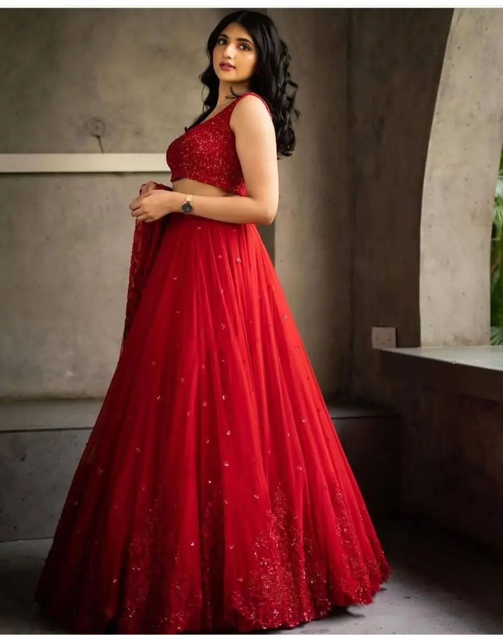 NEW DESIGNER BRIDAL WEAR CHINE SEQUENCE WORK  LEHENGA CHOLI WITH DUPATTA BY OMVAGMINE