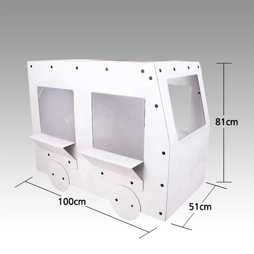 Made in Korea Baby Kids Paper Playhouse Scribble Drawing Graffiti Bus Play Bus Assembled Snap Button Paper Toy