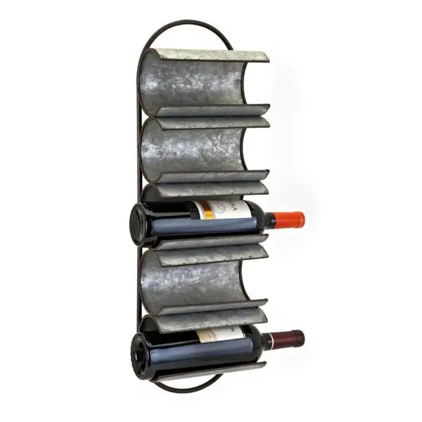 Galvanized Rack 2 Tires Design Bottles Storage Shelf Independent Table Top Wine Display Rack