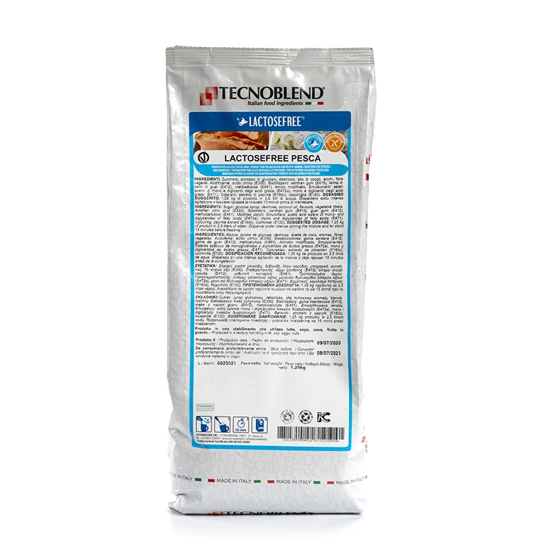 Made in Italy LACTOSEFREE and VEGAN fruit tastes with pieces LACTOSEFREE PESCA - 1,25 kg Sachet Peach