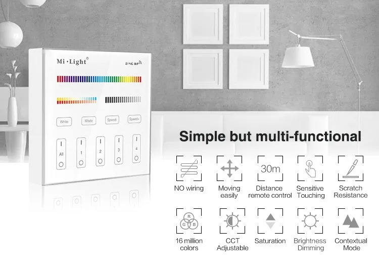 Milight B4 4-Zone RGBW RGB RGBW+CCT Smart Panel Remote Controller for led strip lights lamp bulb led tape ribbon