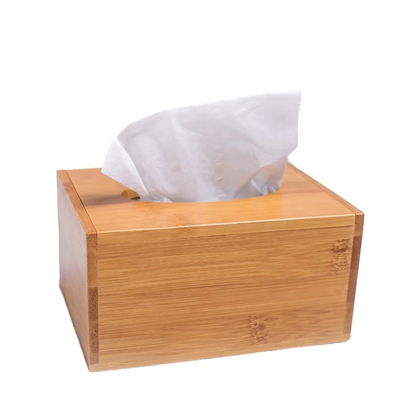 Creative bamboo wood tissue box drawer tray coffee table storage box for home living room