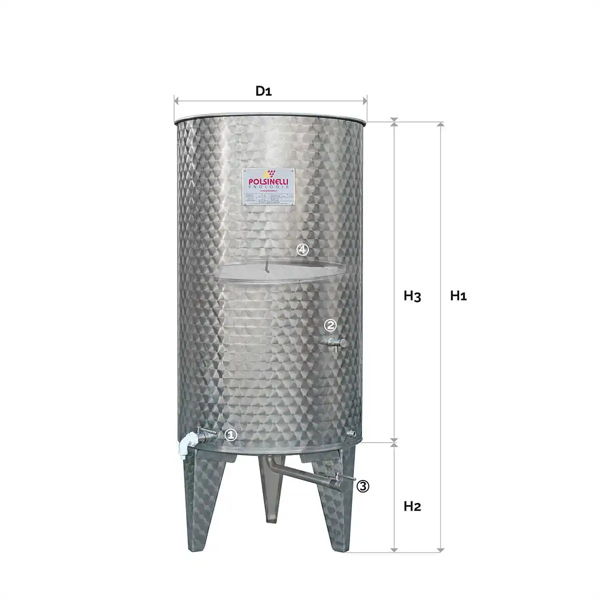 Stainless steel tank with conical bottom 500 L with air floating lid