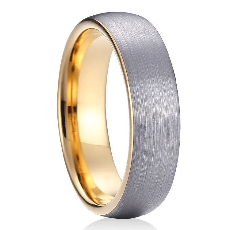 
Energinox Two Tone Customize Gold Brushed Tungsten Carbide Finger Couple Wedding Ring Jewelry 