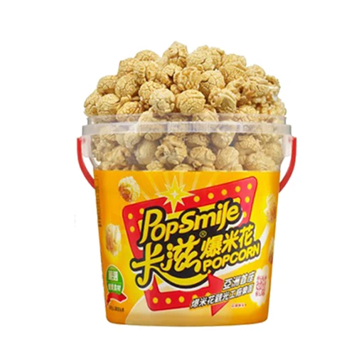 Bucket Popcorn Pink Salty Caramel Flavor Popcorn Mushroom Shape Grain Snack