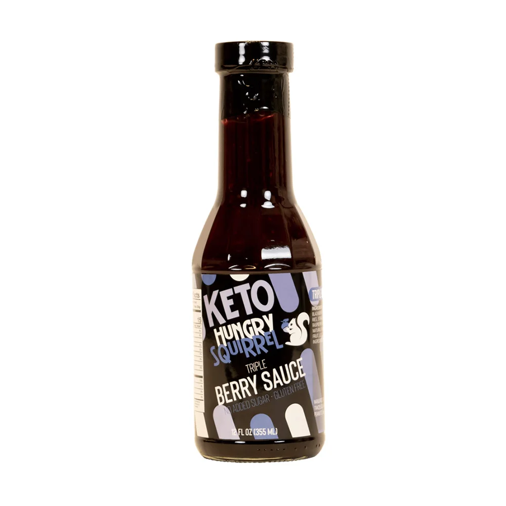 Hungry Squirrel Keto Triple Berry Dessert Sauce Paleo Hoisin Naturally Sweetened with Ripe Berries and Allulose Flavored Sauces