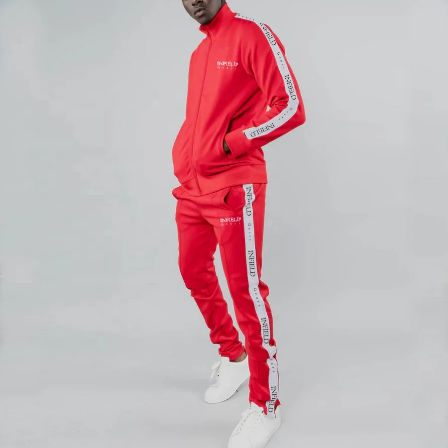 High Quality Custom Unisex Tracksuits with Side Strips custom set Workout for men Wholesale Customize tracksuit women Sweatsuit