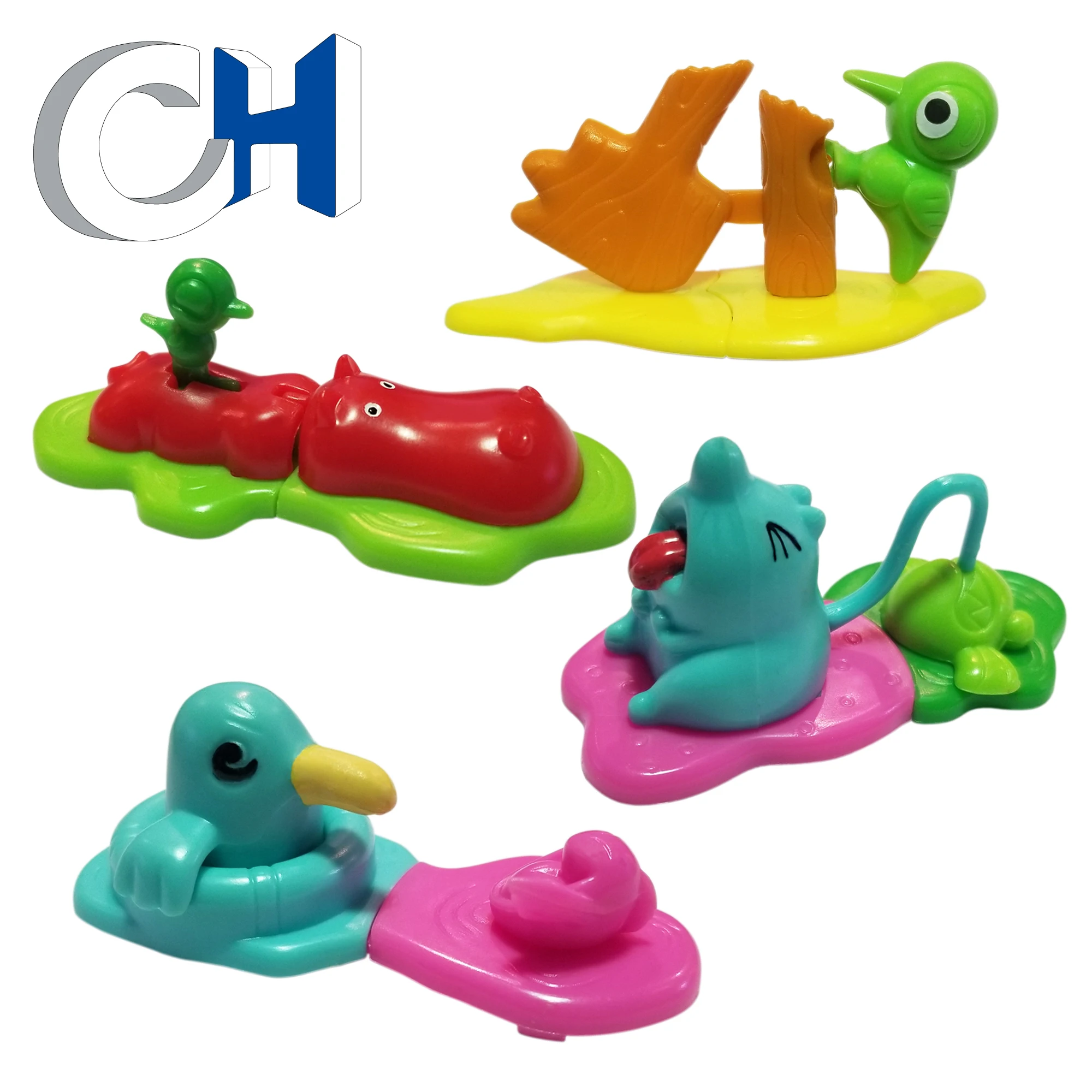 Wholesale Funny red Plastic hippo animal egg toys capsule