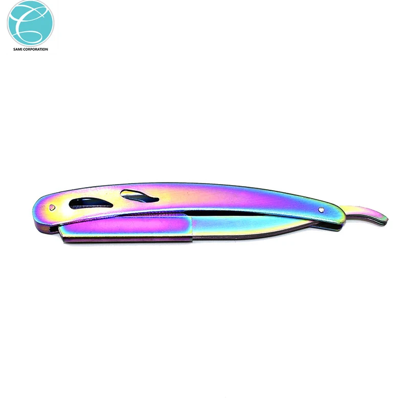 Men Shaving Barber Tools Hair Razor and Blades Antique Black Folding Shaving Knife Stainless Steel Straight razor Holder