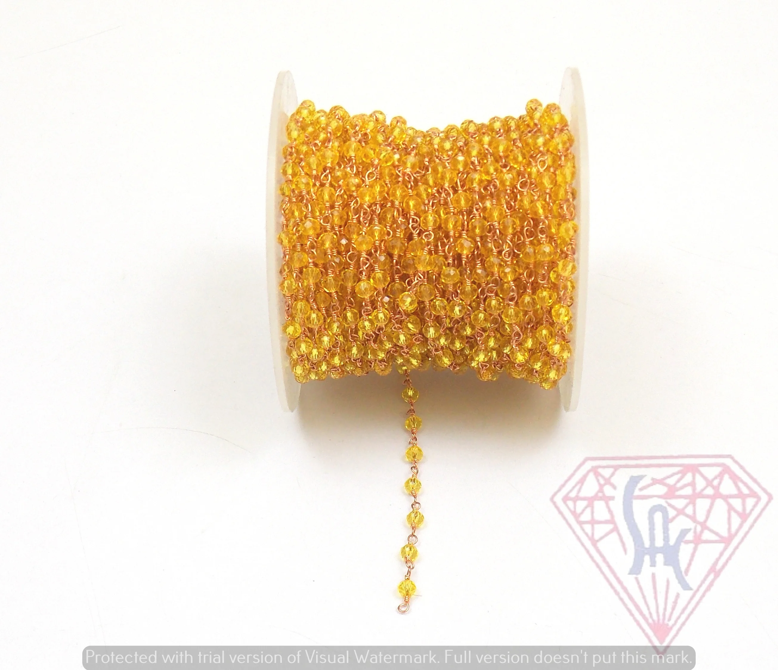 Gold Plated Jewelry Yellow Quartz Wire Wrapped Natural Multi Gemstone Jewelry  Beaded Rosary Coin Charm Chain