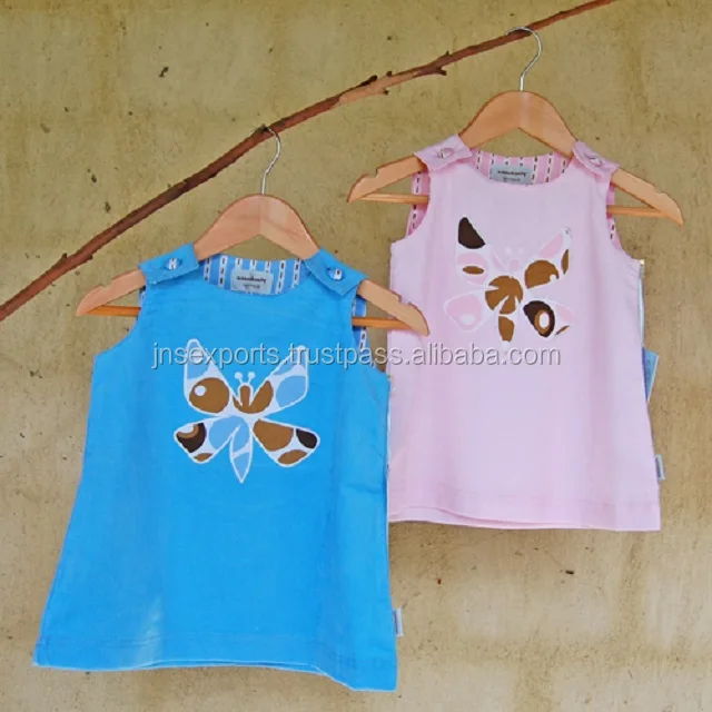 Latest Top Fashion Children Girls Summer Casual Wear Kids Clothing 100% Organic Cotton Cute Print Kids Girls Sleeveless T- shirt