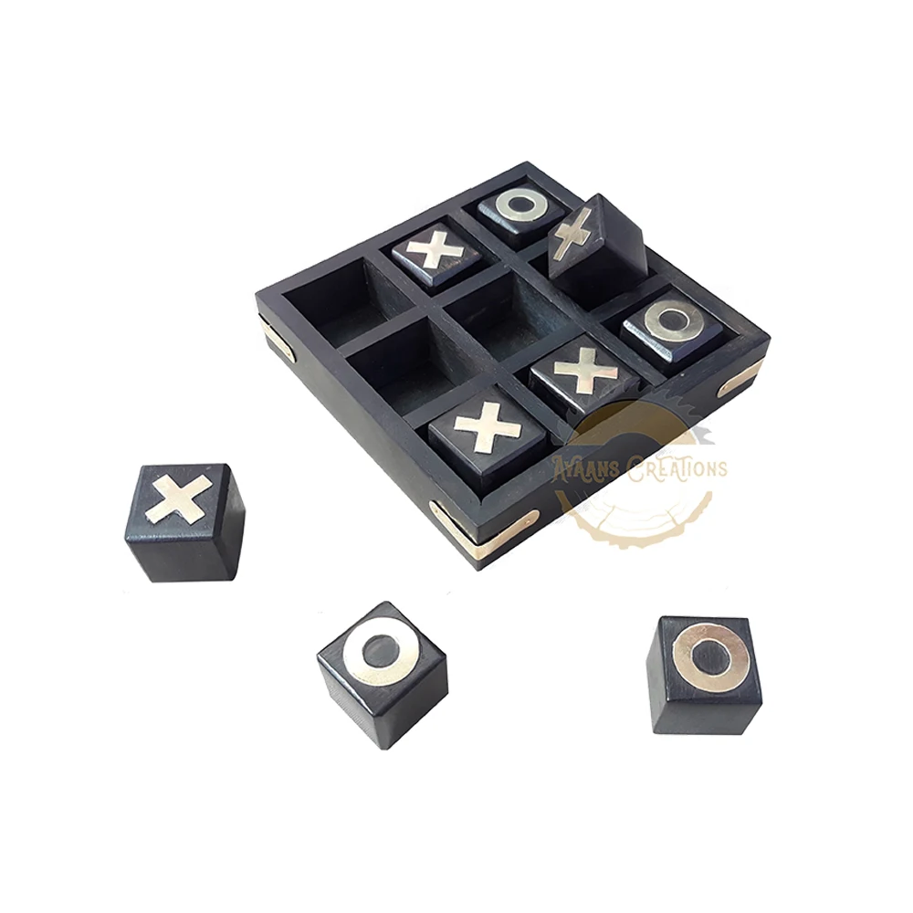 Expert Craftsmen Luxurious Decorative Tic Tac Toe Box Top Quality Fun Play Game Mango Wood Tic Tac Toe For Children