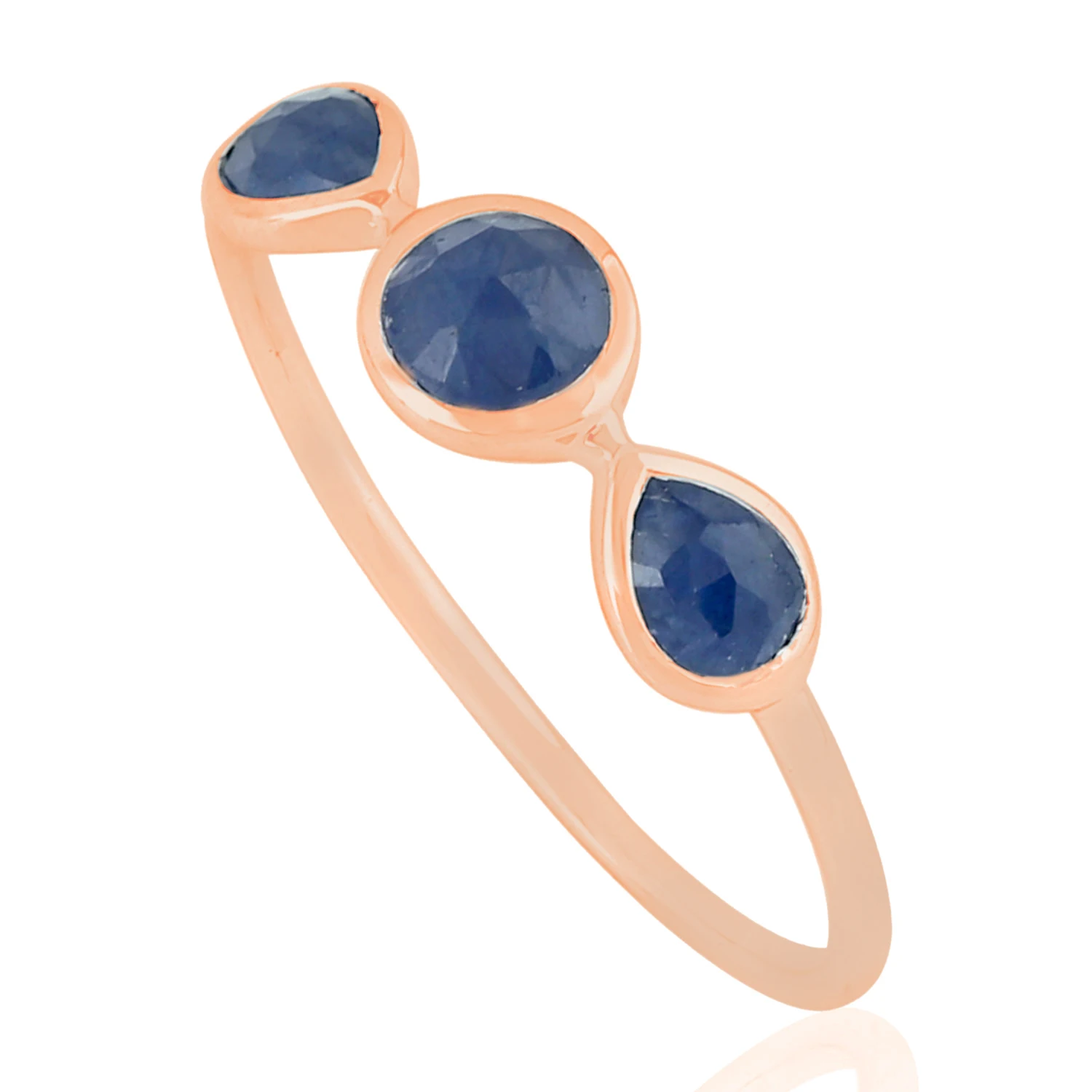 
Solid 10k Rose Gold Gemstone Ring 0.77ct Natural Sapphire Wholesale Jewelry 