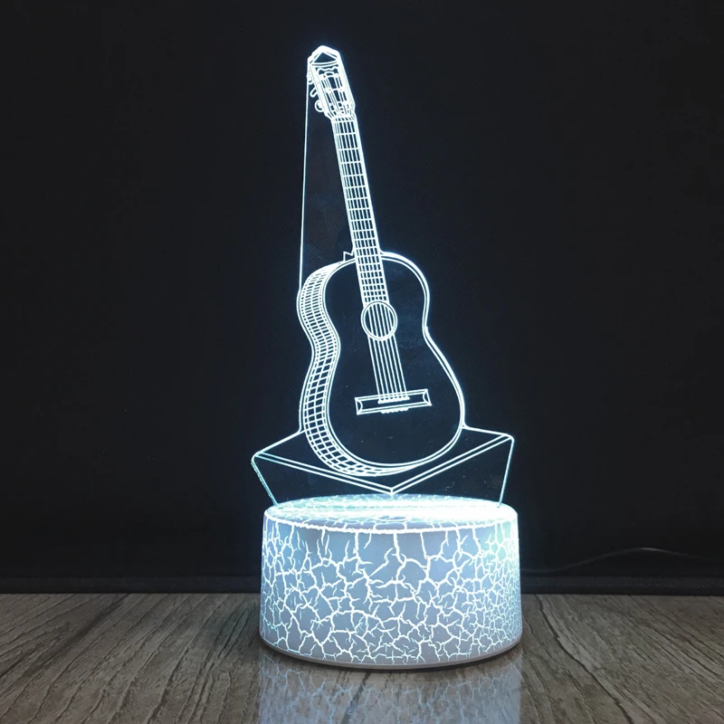 3D Illusion Lamp Guitar Night Light LED Desk Table Lamp 7 Color Changing Touch Sensor Nightlight