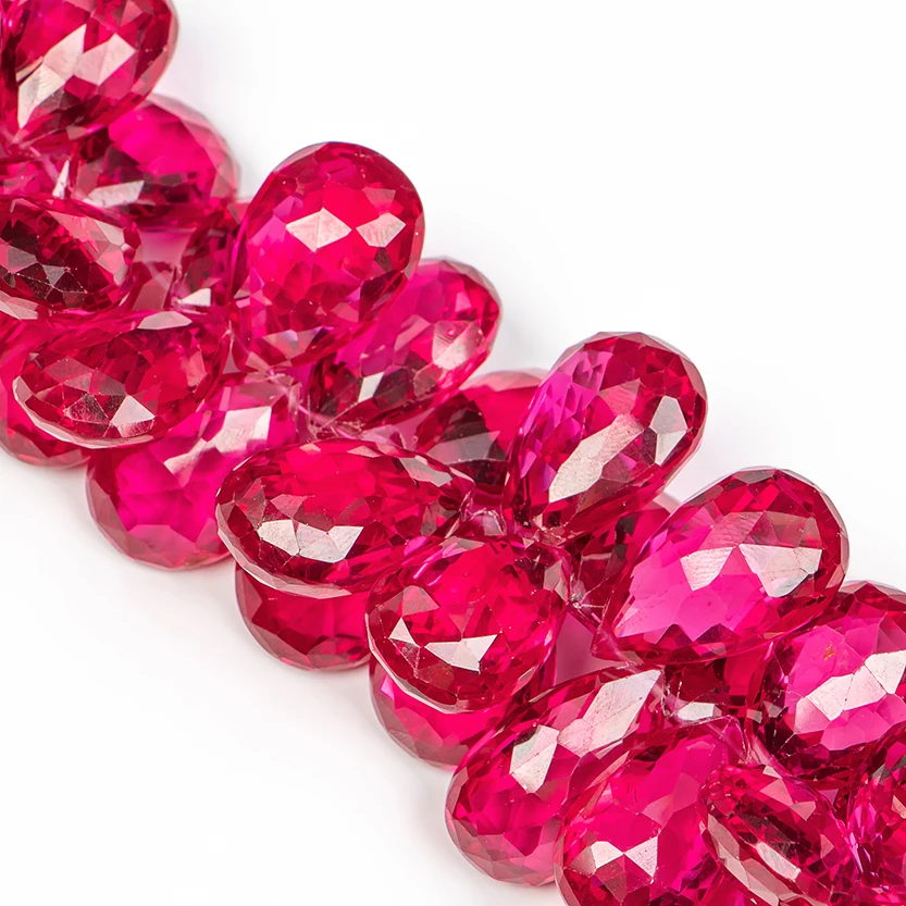 Высокое качество кубический цирконий рубин граненые бусины в форме груши CZ рубины драгоценные камни оптом
