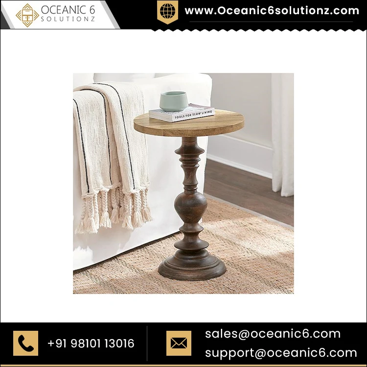 2023 Latest Brown Vintage Style Solid Wood End Table at Factory Price from Indian Quality Furniture Exporters at Wholesale Price