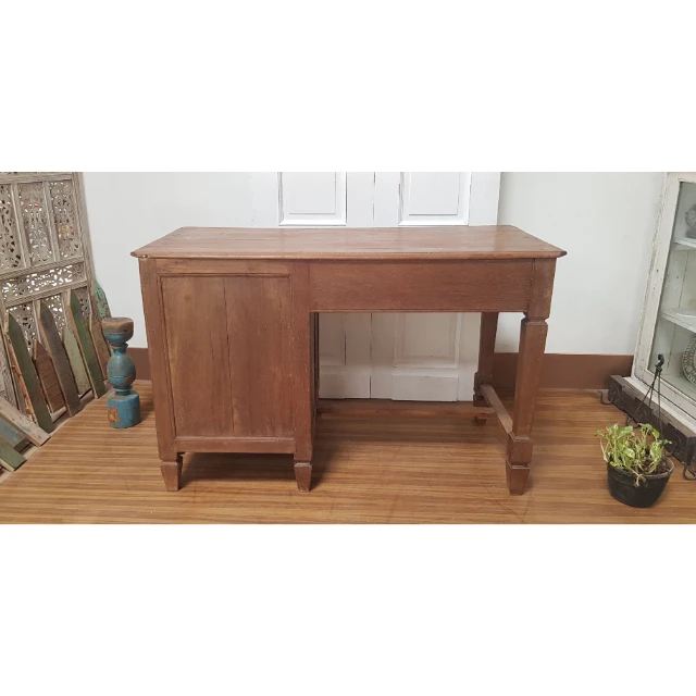 VINTAGE FURNITURE CORNER COMPUTER DESK WITH TWO DRAWER TEAK WOOD TABLE MULTI PURPOSED WOODEN WRITING DESK FOR LIVING ROOM