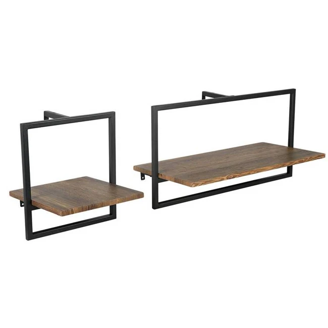 Wood Metal Frame Wall Shelf