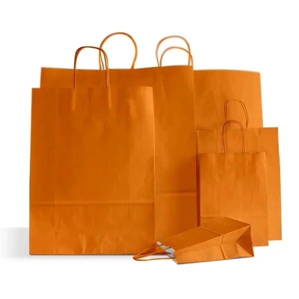 Wholesale Top Selling Orange Color Paper Bags Custom Shopping Packaging Paper Bags for Grocery Shopping Bags Cloth Packing