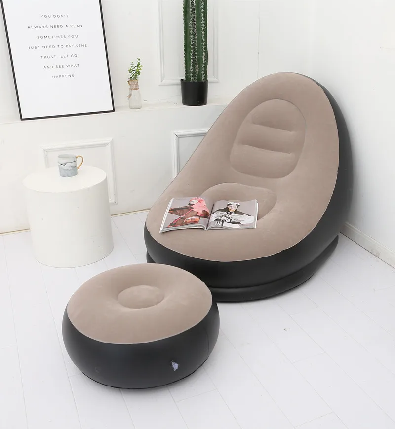 New Lazy Sofa Inflatable Foldable Recliner Outdoor Sofa Bed with Pedal Comfortable Combination Flocking Sofa Chai