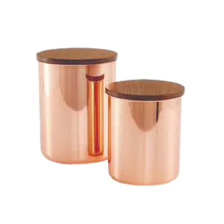 Wholesale Copper Shiny Polished Tea Sugar And Coffee Small Canister Box With Round Shape Kitchen Storage Box