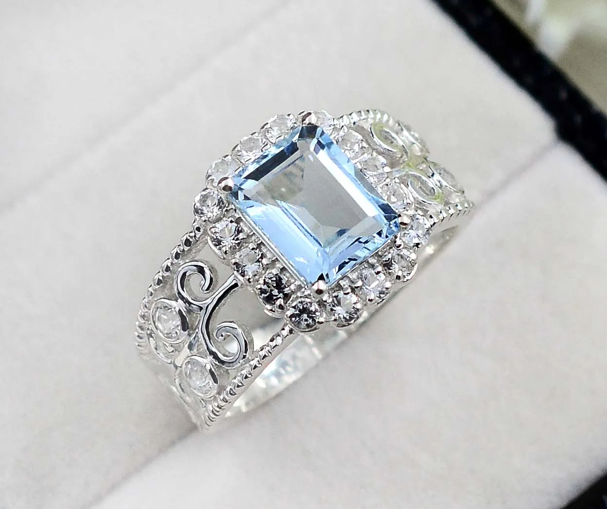 Natural Blue Topaz 9x7 MM Octagon Shape Gemstone 925 Stirling Silver For Women Ring Wedding Jewelry Manufacturer  From India