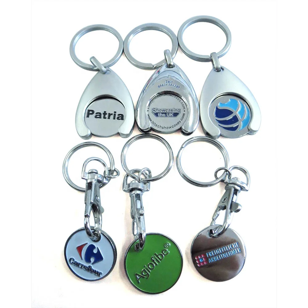 Key Chain Factory Shopping Cart Euro Blank Token Holder Trolley Coin Key Chain For Supermarket Trolley